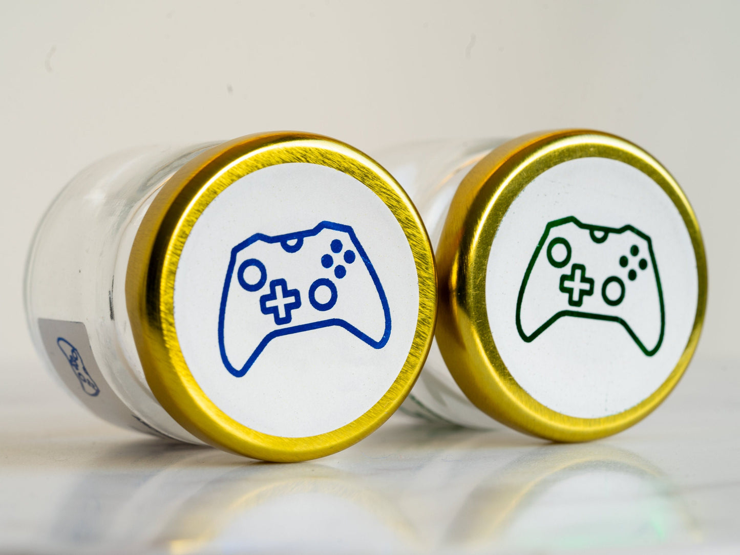 Mini Glass Jars with Foil Labels