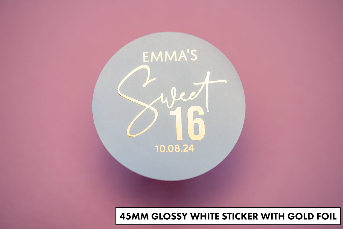 Personalised Sweet 16 Birthday Foil Stickers