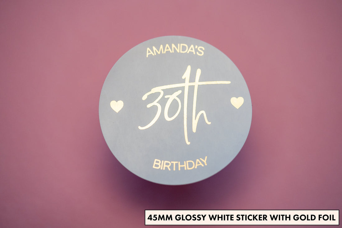Personalised Milestone Age Birthday Metallic Foil Stickers
