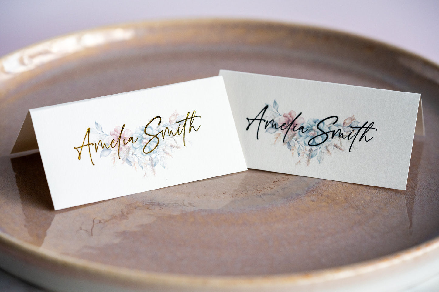Personalised Metallic Foil Folded Place Cards - Wedding Seating - Place Names - Table Settings - Dinner Event Tent Cards - Stationary Cards