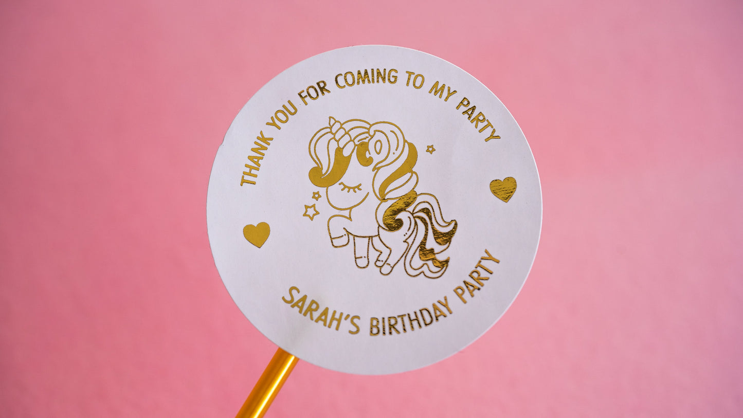 Personalised Foil Unicorn Birthday Stickers