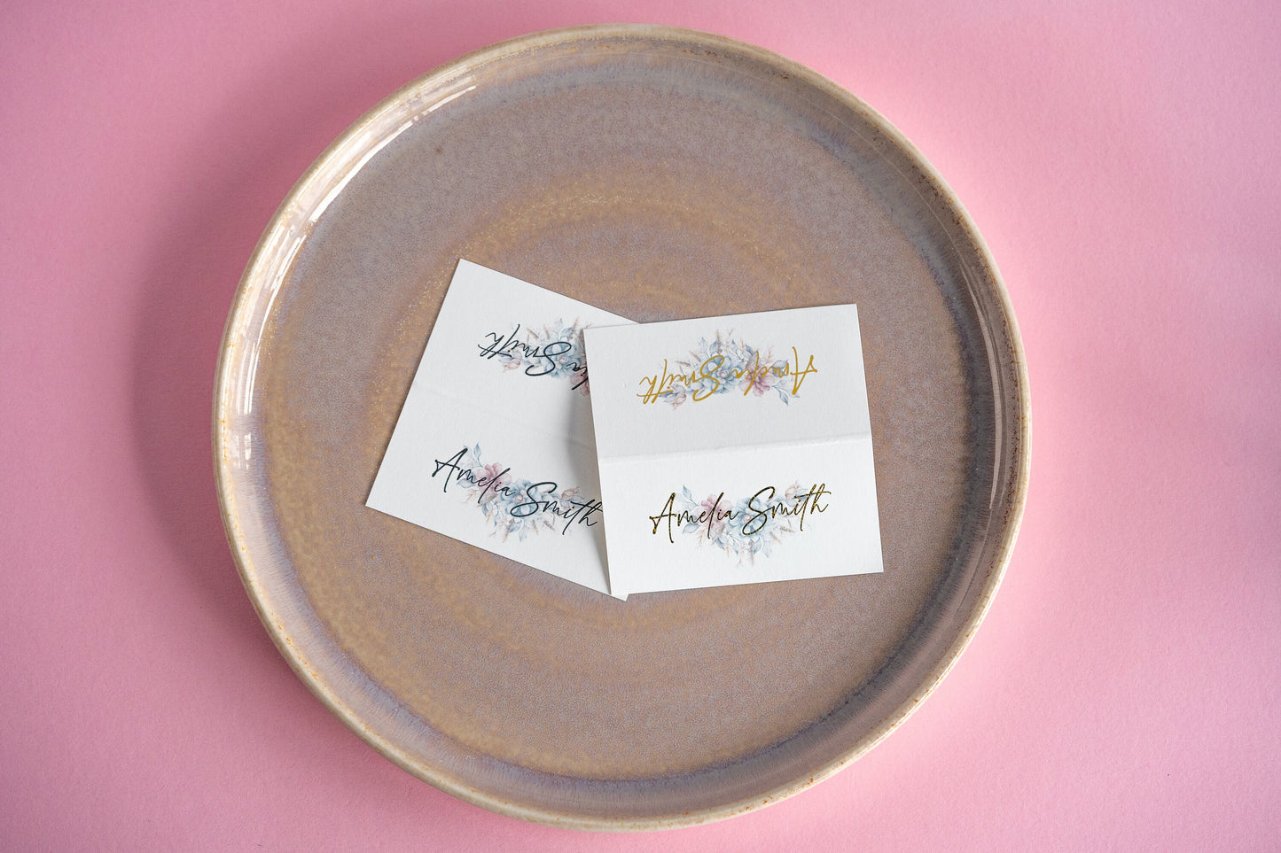 Personalised Metallic Foil Folded Place Cards - Wedding Seating - Place Names - Table Settings - Dinner Event Tent Cards - Stationary Cards
