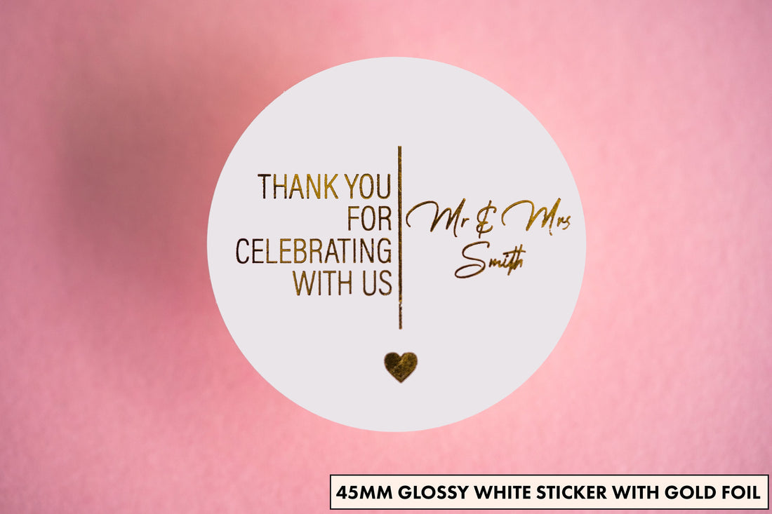 Personalised "Thank You for Celebrating with Us" Foil Stickers