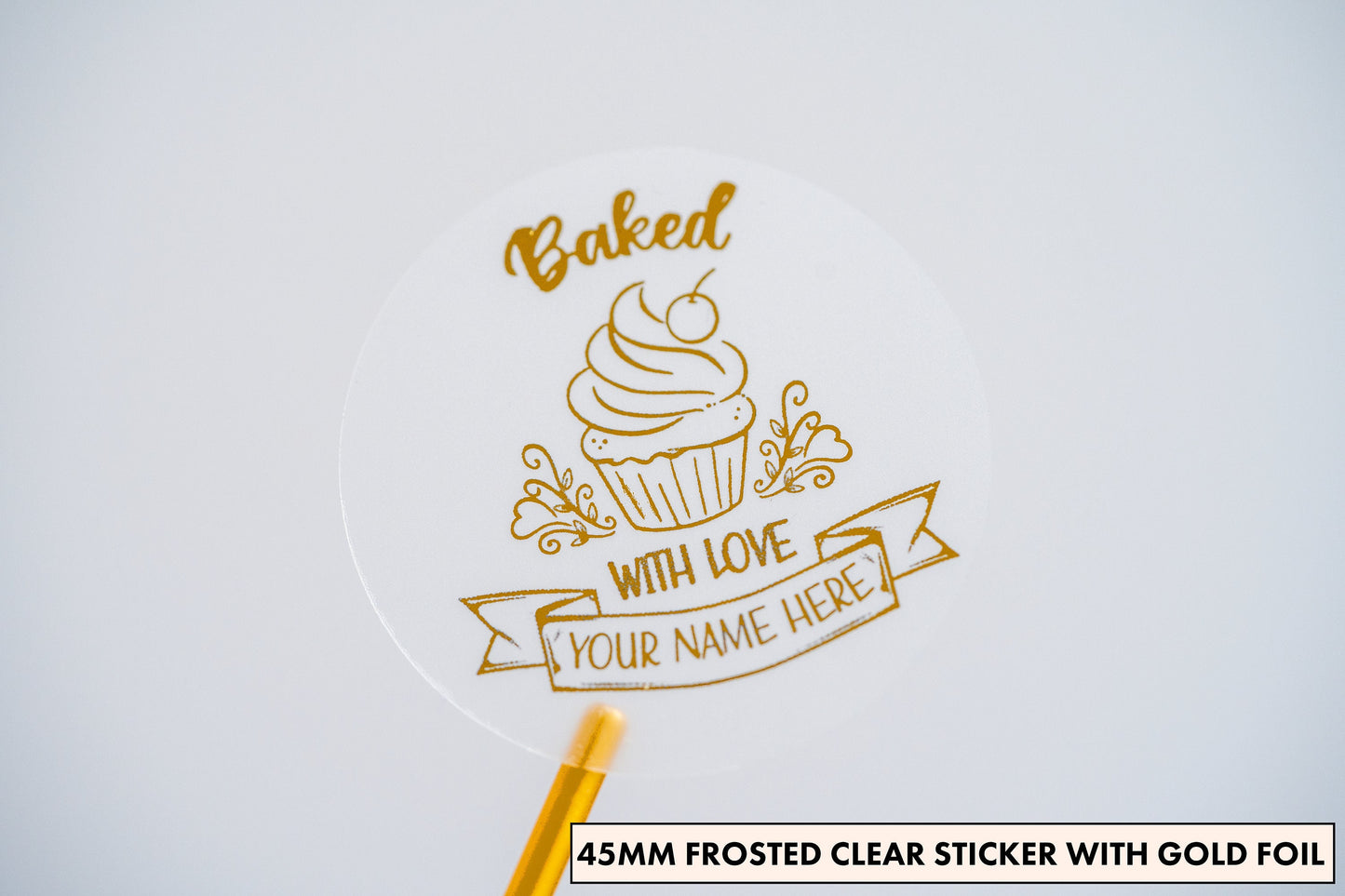 Homemade "Baked with Love" Foil Stickers