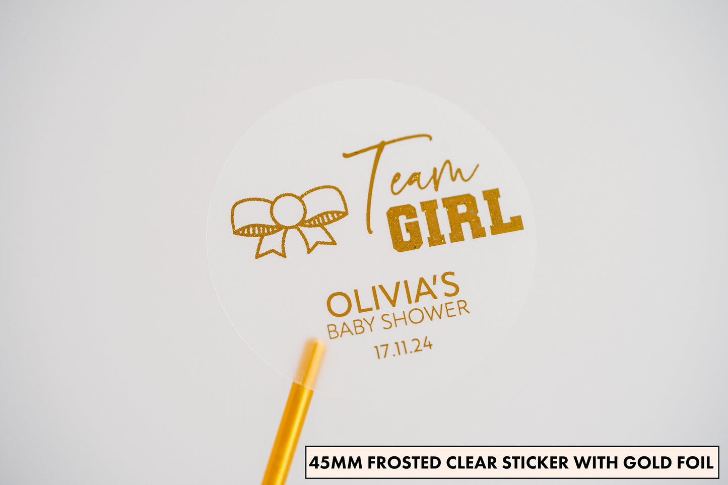 "Team Girl" Foil Baby Shower Stickers