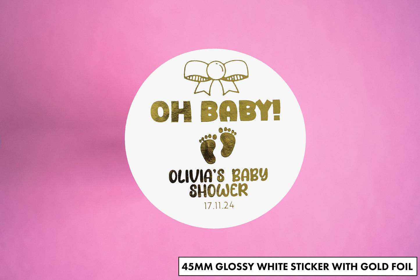"Oh Baby" Foil Baby Shower Stickers