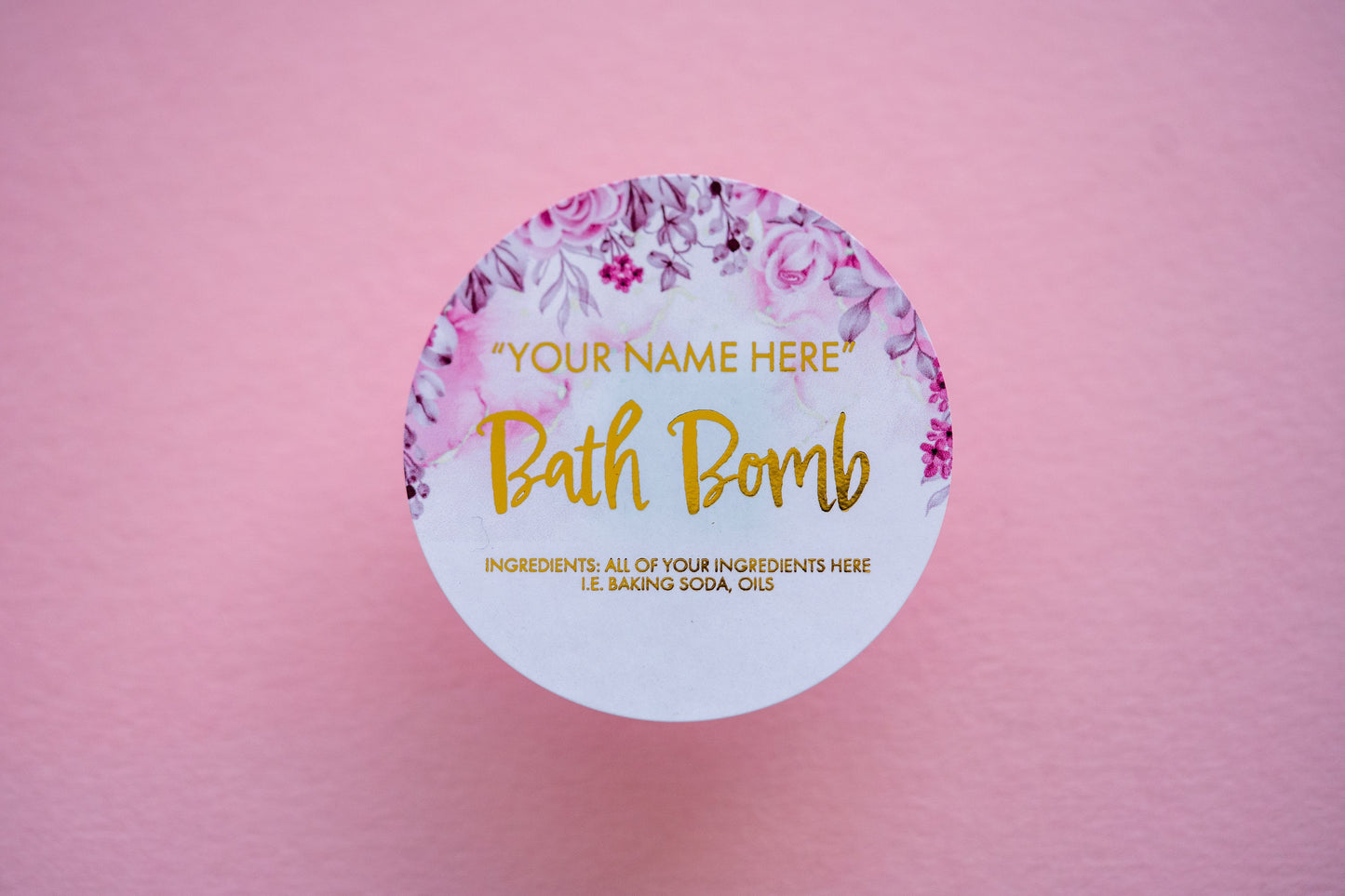 Custom Handmade Bath Bomb Metallic Foil Stickers with Floral Print/Foil Labels/Custom Business Stickers/Product Stickers/Packaging Labels