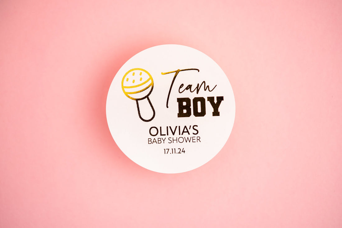 "Team Boy" Baby Shower Foil Stickers
