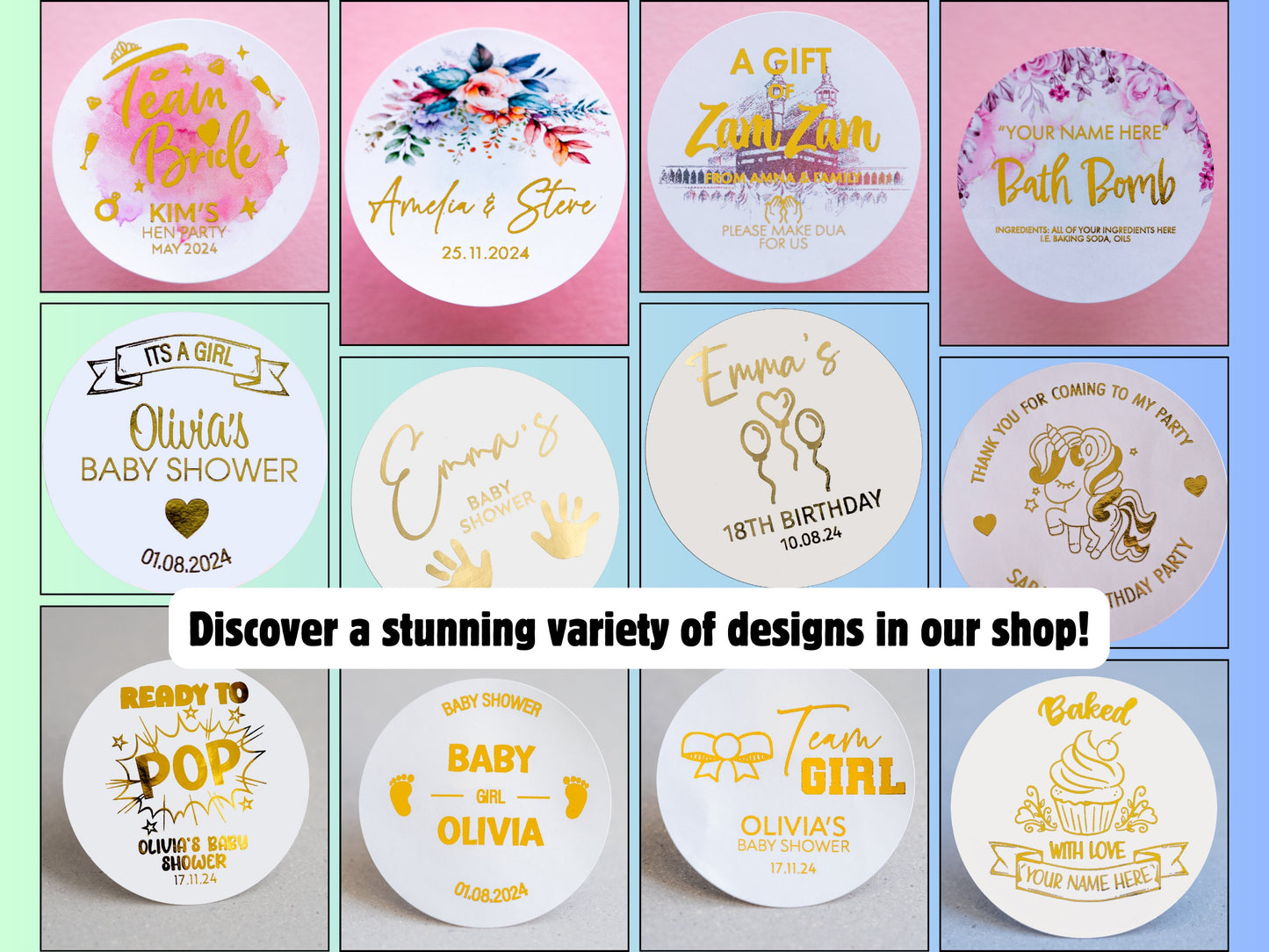 Personalised ZamZam Water Metallic Foil Stickers/Zam Zam Favours/Hajj & Umrah Gifts/Islamic Stickers/Zam Zam Wedding Favours