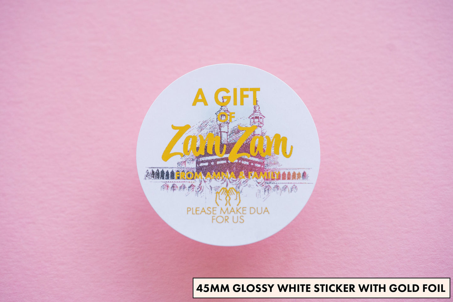 Personalised ZamZam Water Metallic Foil Stickers/Zam Zam Favours/Hajj & Umrah Gifts/Islamic Stickers/Zam Zam Wedding Favours