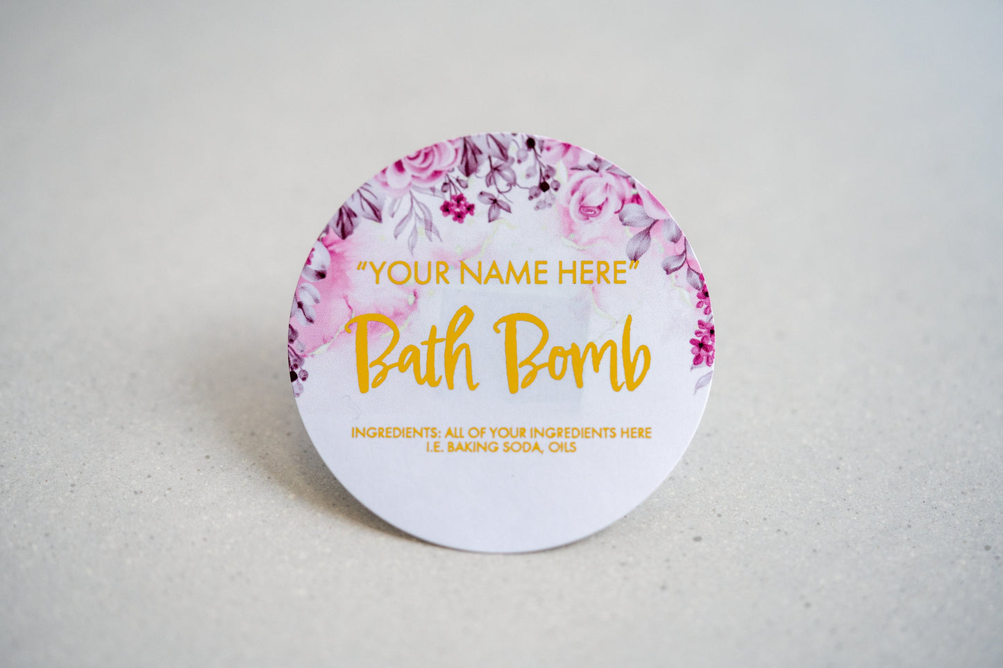 Custom Handmade Bath Bomb Metallic Foil Stickers with Floral Print/Foil Labels/Custom Business Stickers/Product Stickers/Packaging Labels