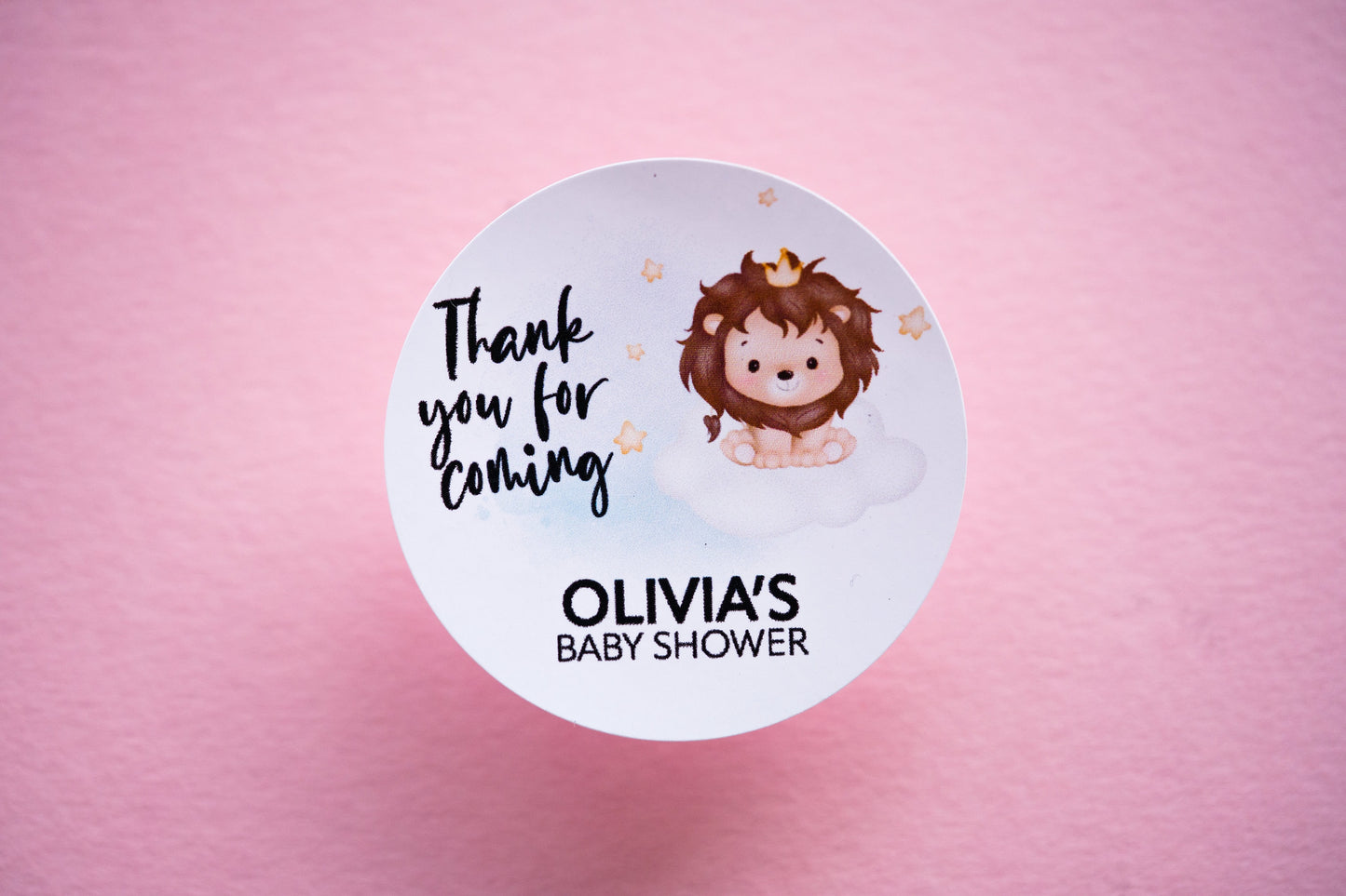 Lion Design Foil Baby Shower Stickers