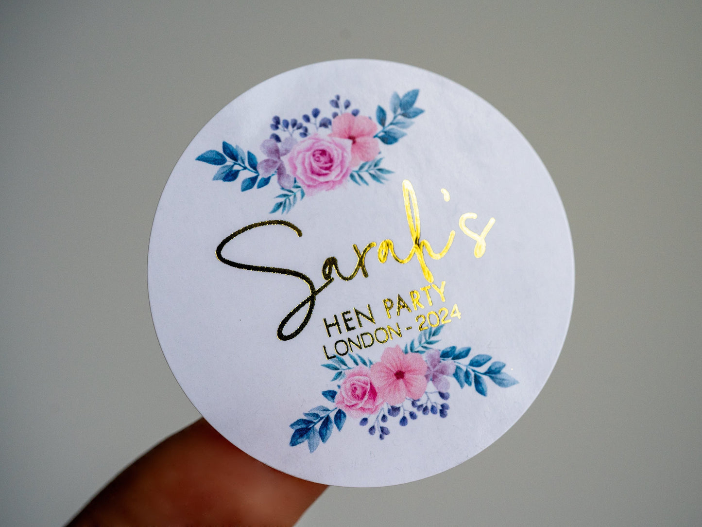 Hen Party Floral Foil Custom Stickers