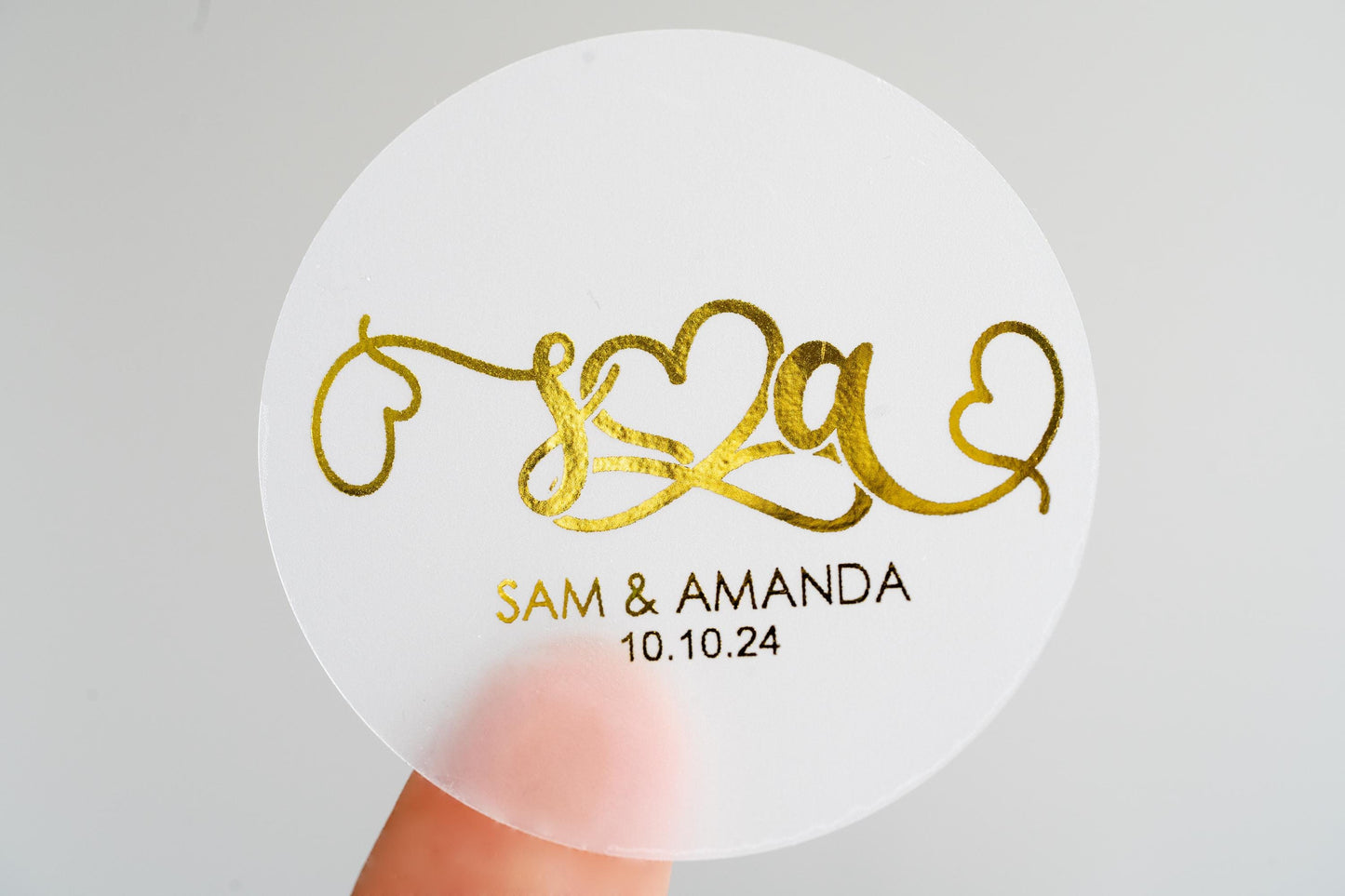 Custom Foil Infinity Wedding Monogram Stickers/Custom Initial Wedding Stickers/Wedding Name Stickers/Gold Foil Wedding Stickers