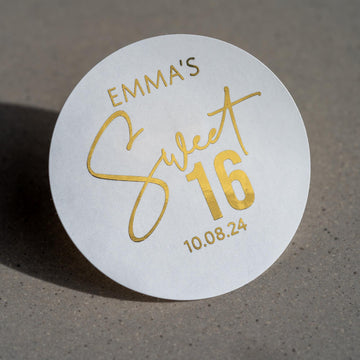 Personalised Sweet 16 Birthday Foil Stickers