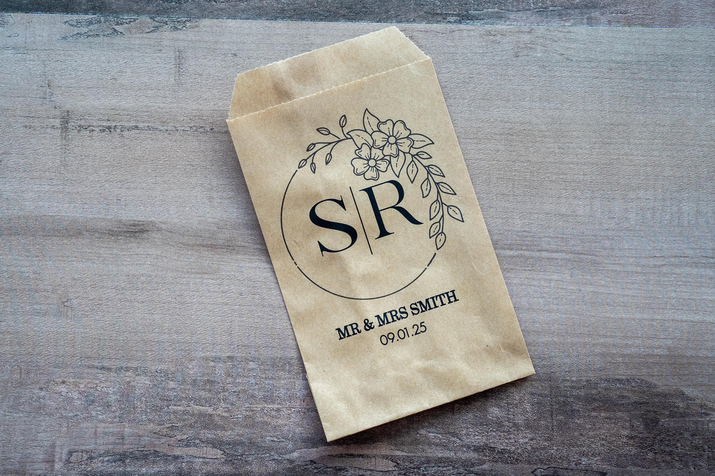 Custom Brown Monogram Confetti Bags