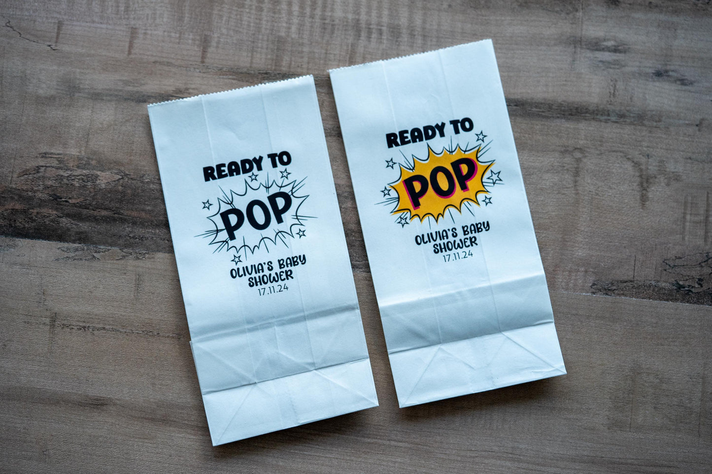 White Kraft Popcorn Party Bags