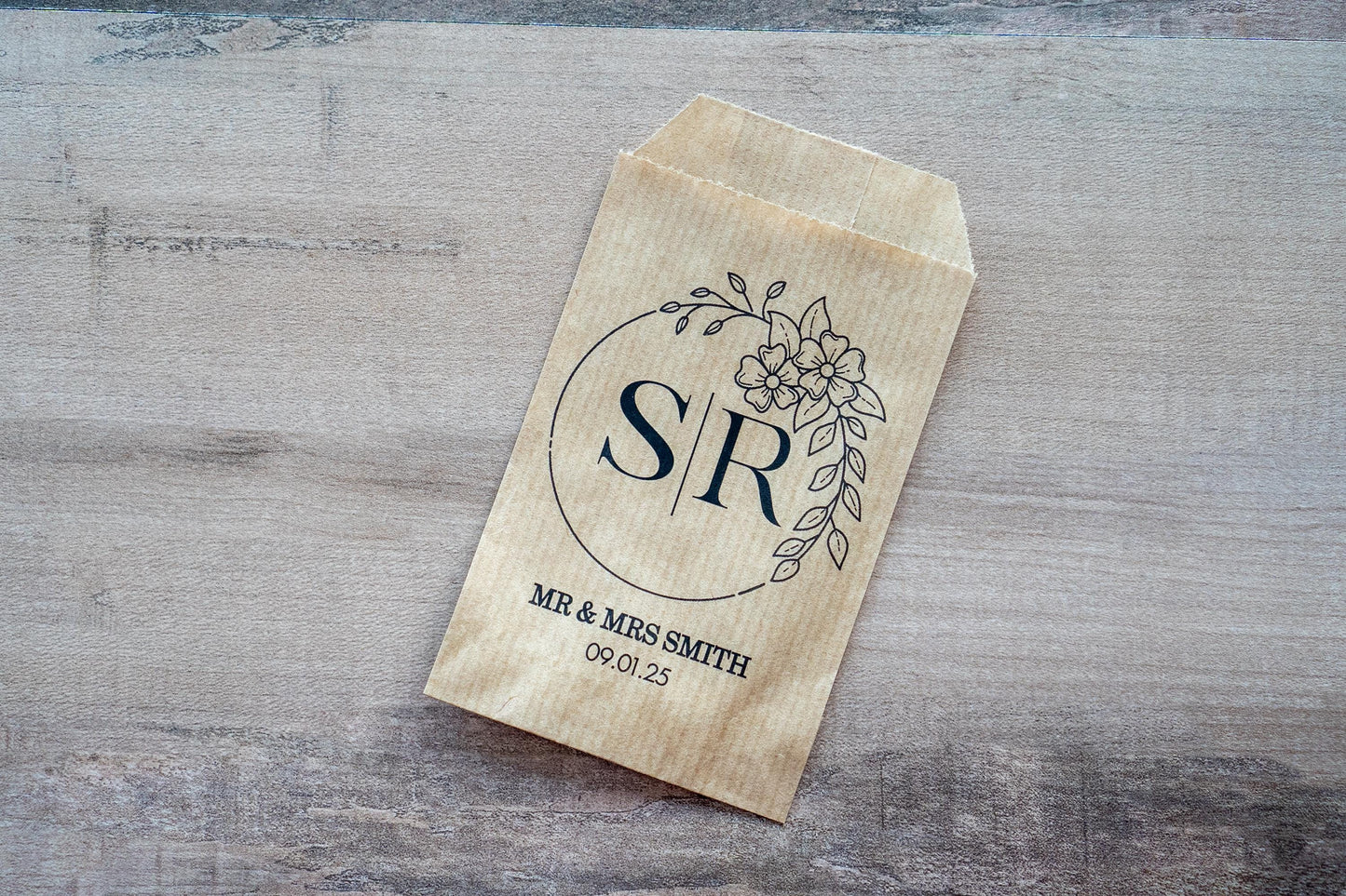 Custom Brown Monogram Confetti Bags
