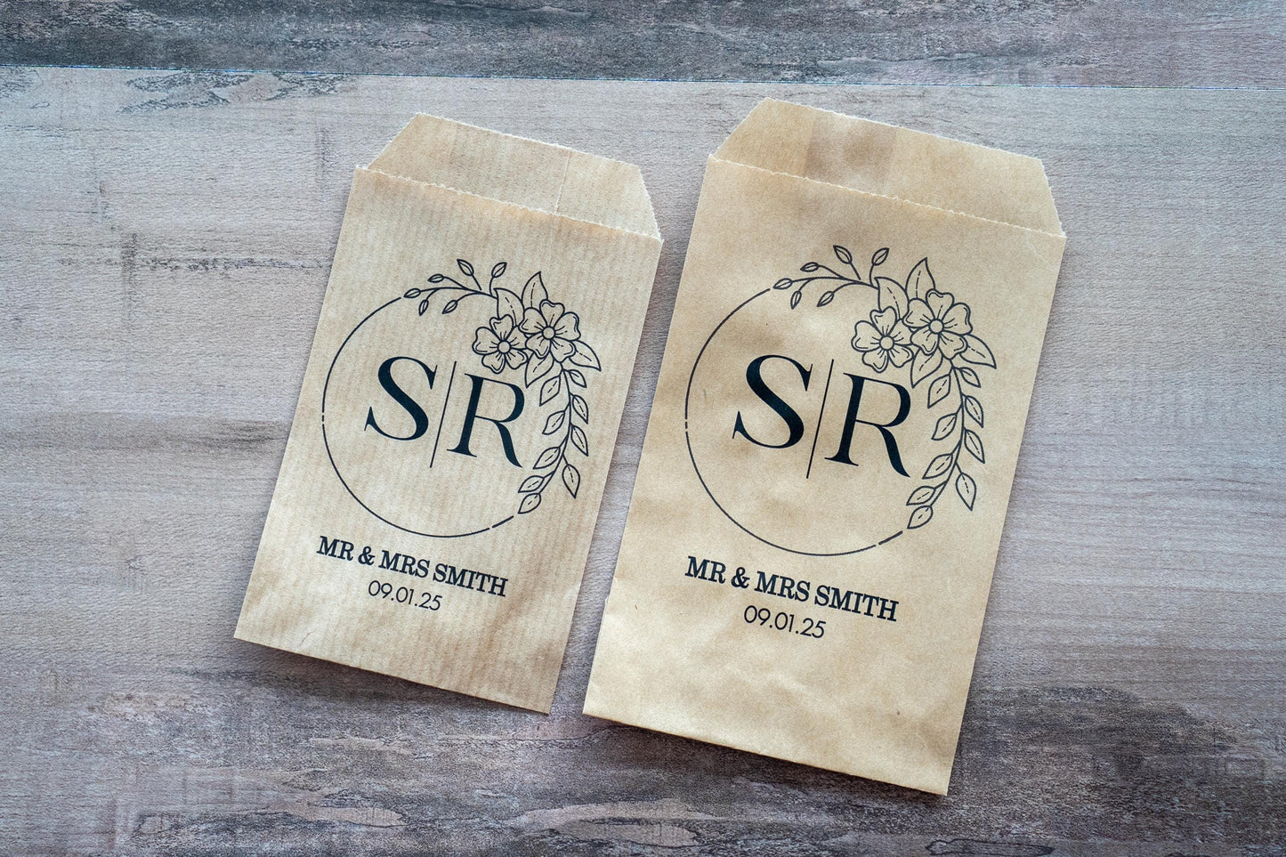 Custom Brown Monogram Confetti Bags