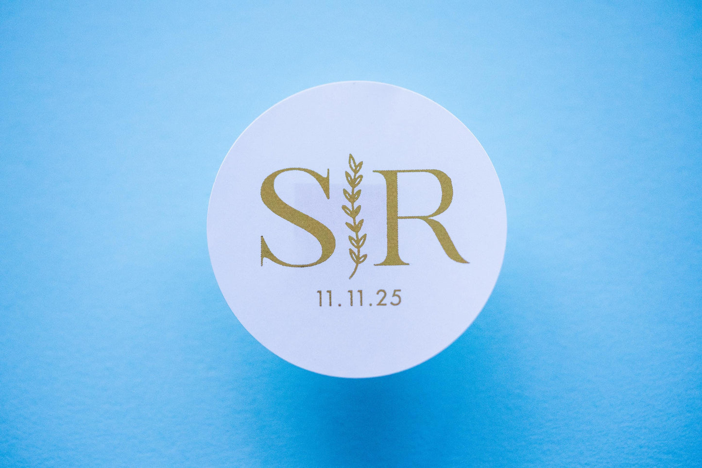 Custom Metallic Foil Wedding Monogram Stickers