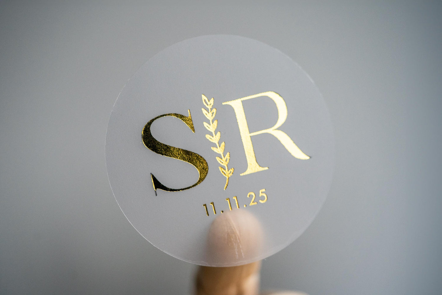 Custom Metallic Foil Wedding Monogram Stickers