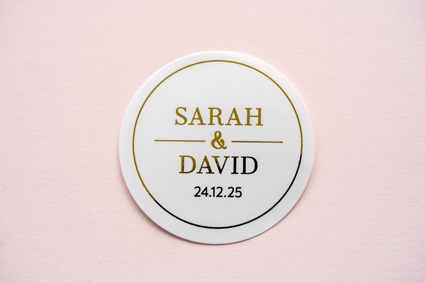 Personalised Foil Round Wedding Stickers