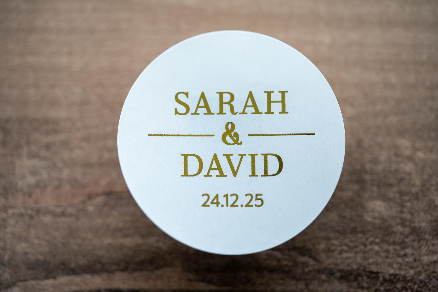 Personalised Foil Round Wedding Stickers
