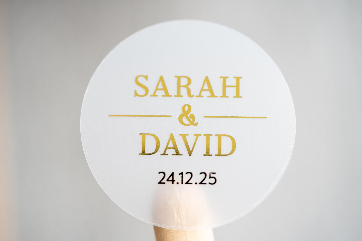 Personalised Foil Round Wedding Stickers