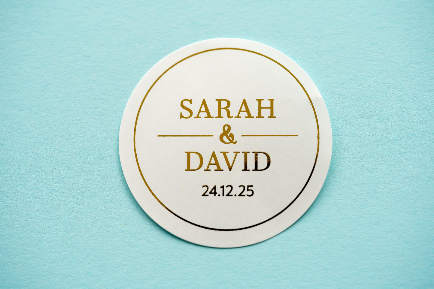 Personalised Foil Round Wedding Stickers