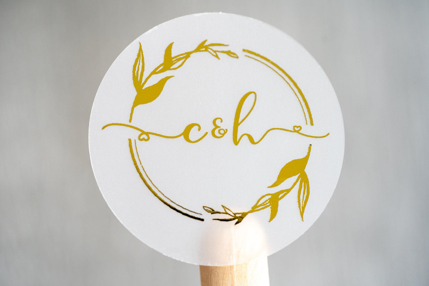 Personalised Foil Monogram Stickers with Leaf Border