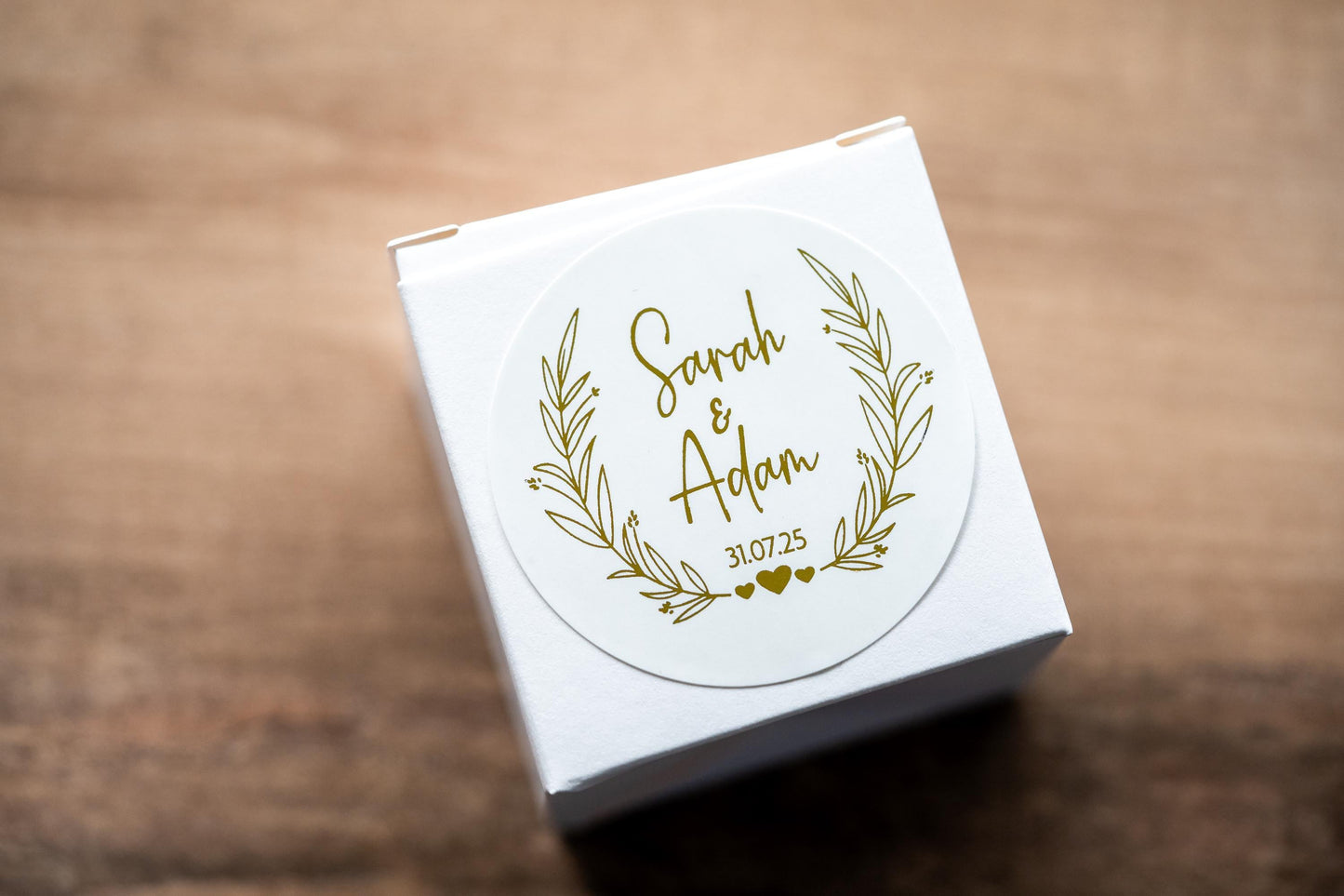 Custom Leaf Wreath Foil Wedding Sticker