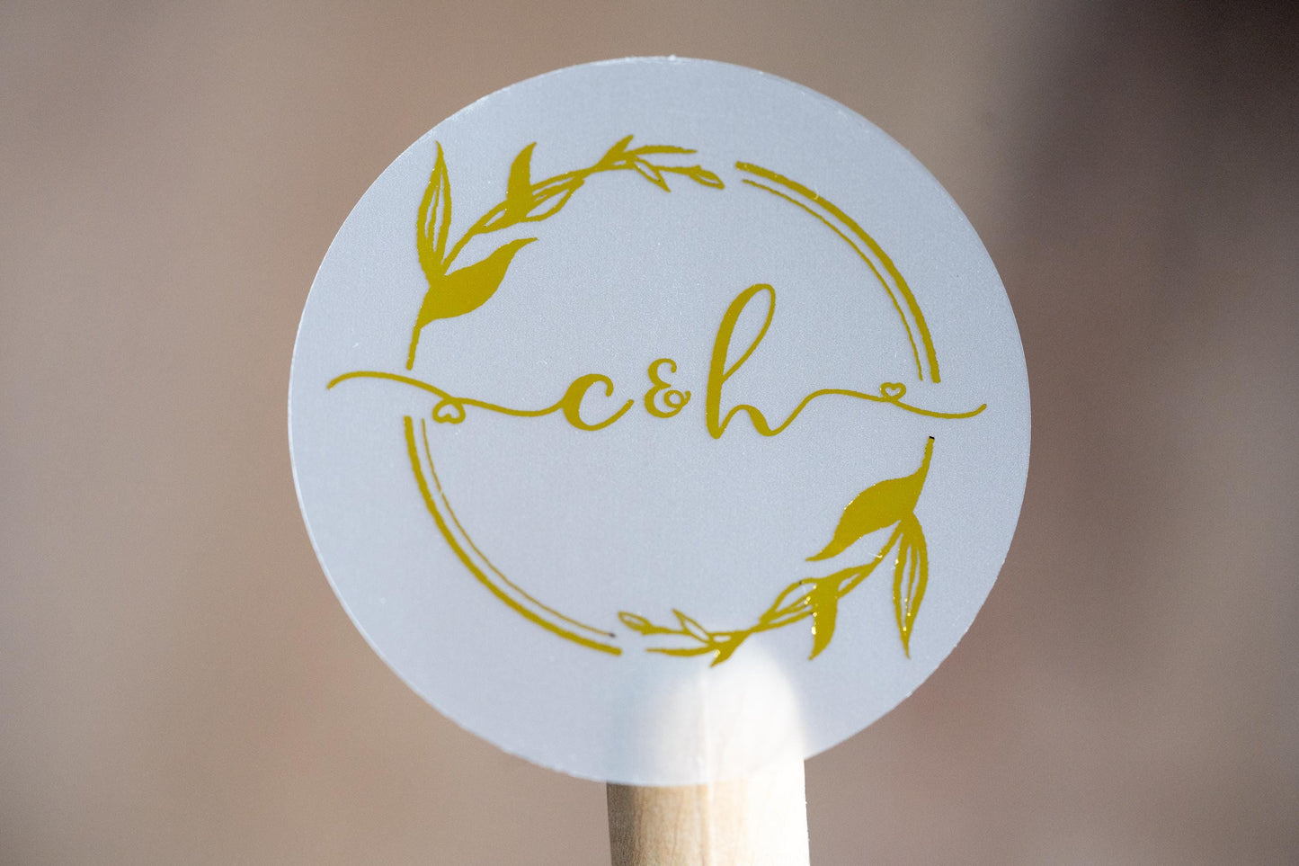Personalised Foil Monogram Stickers with Leaf Border