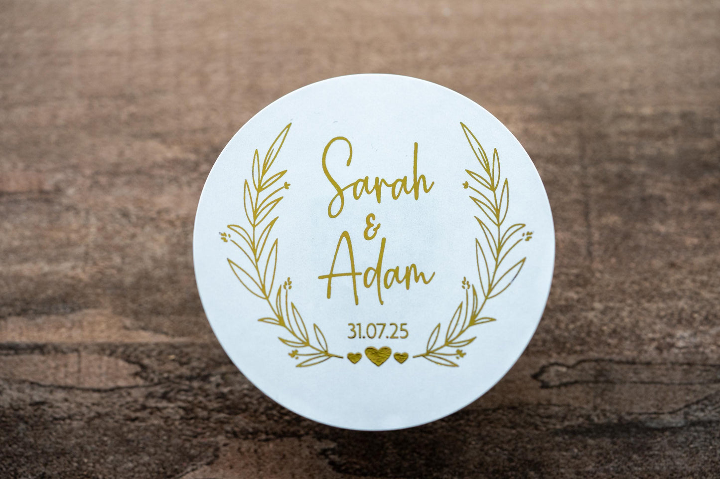 Custom Leaf Wreath Foil Wedding Sticker