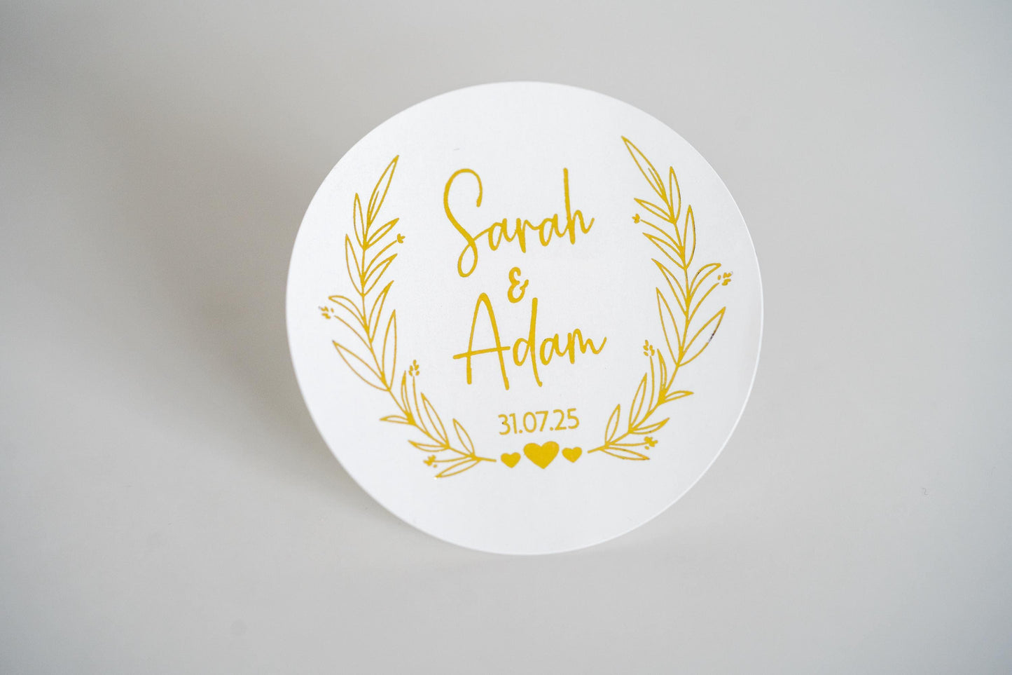 Custom Leaf Wreath Foil Wedding Sticker