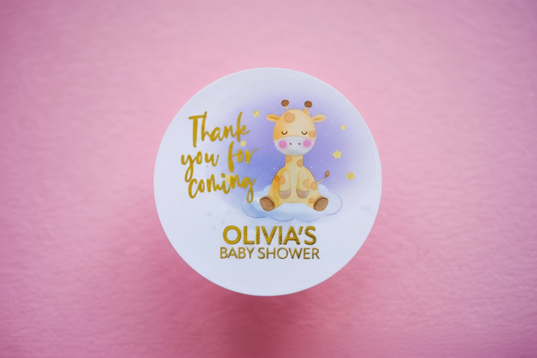 Giraffe Design Foil Baby Shower Stickers