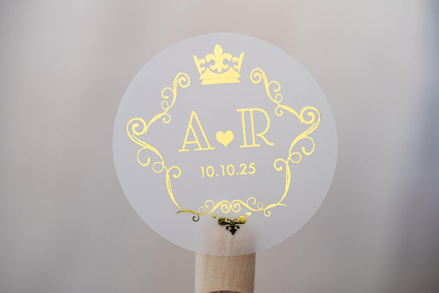 Foil Sticker with Crown Frame Monogram Design