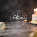 A transparent round sticker with 