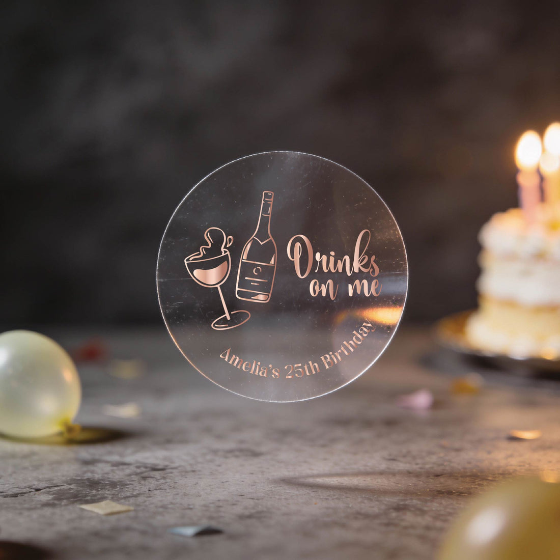 Personalised Drinks On Me Birthday Foil Stickers