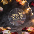 A transparent gold foil round sticker with 