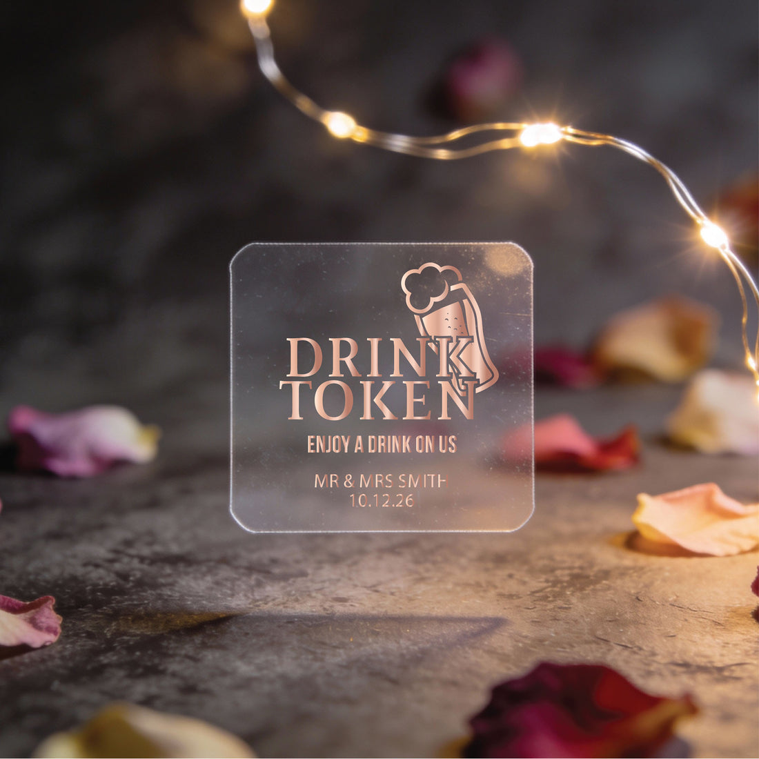 Square Foil Drink Token Wedding Drinks Sticker