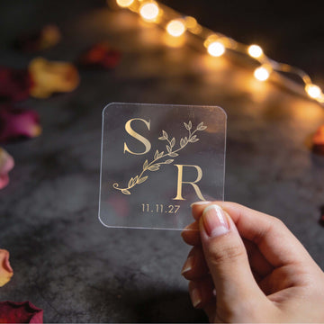 Custom Square Foil Wedding Monogram Stickers