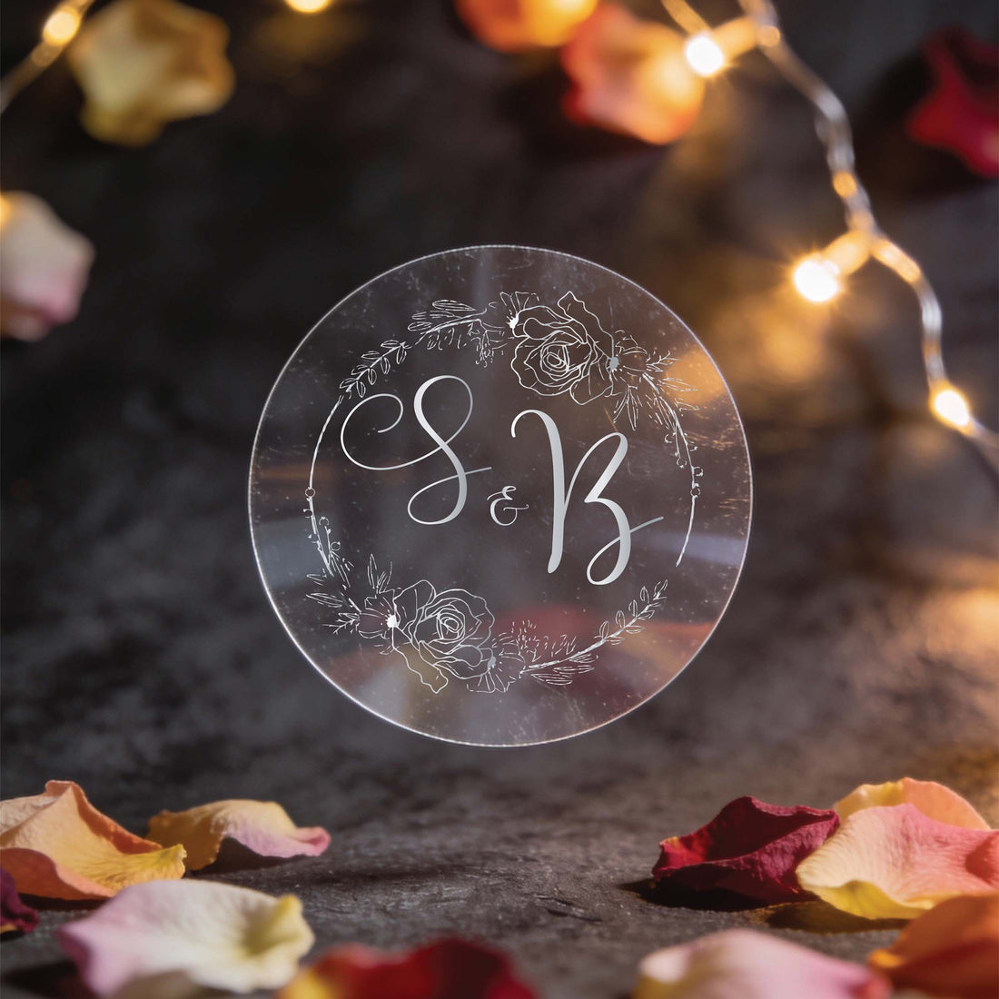 Foil Monogram Wedding Sticker with Floral Frame