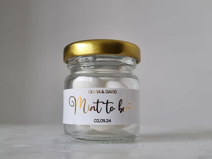 Personalised Foil Mint to Be Favour Jar/Wedding Favours/Personalised Favours/Mini Jar Favours/Hen Party Favours/Unique Wedding Favours