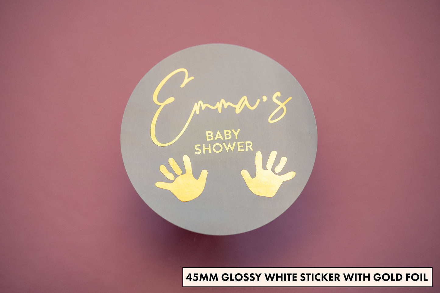 Hand Print Foil Baby Shower Stickers