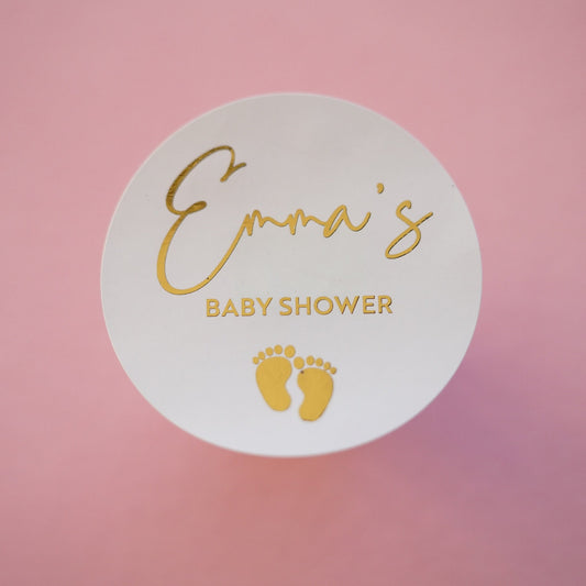Footprint Baby Shower Foiled Stickers