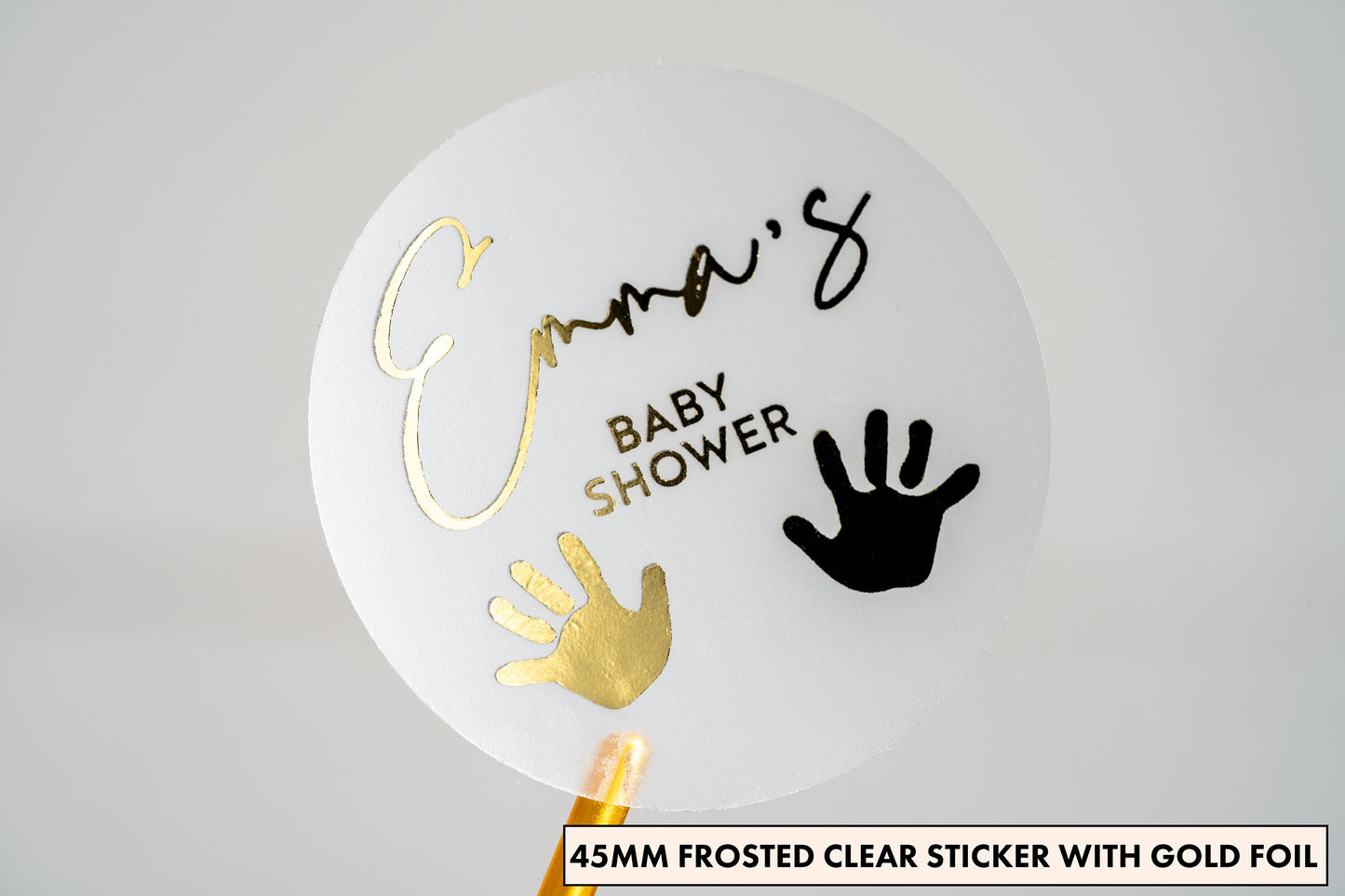 Hand Print Foil Baby Shower Stickers