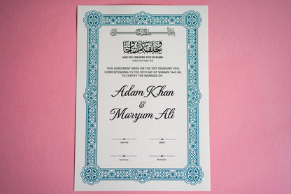 Custom Foil A4 Nikkah Certificate