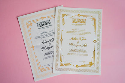 Personalised Foil Nikkah Wedding Certificate