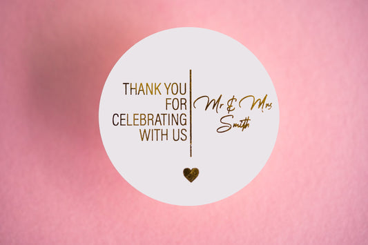 Personalised "Thank You for Celebrating with Us" Foil Stickers