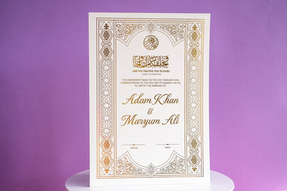 Luxury Gold Foiled Nikkah Wedding Certificate